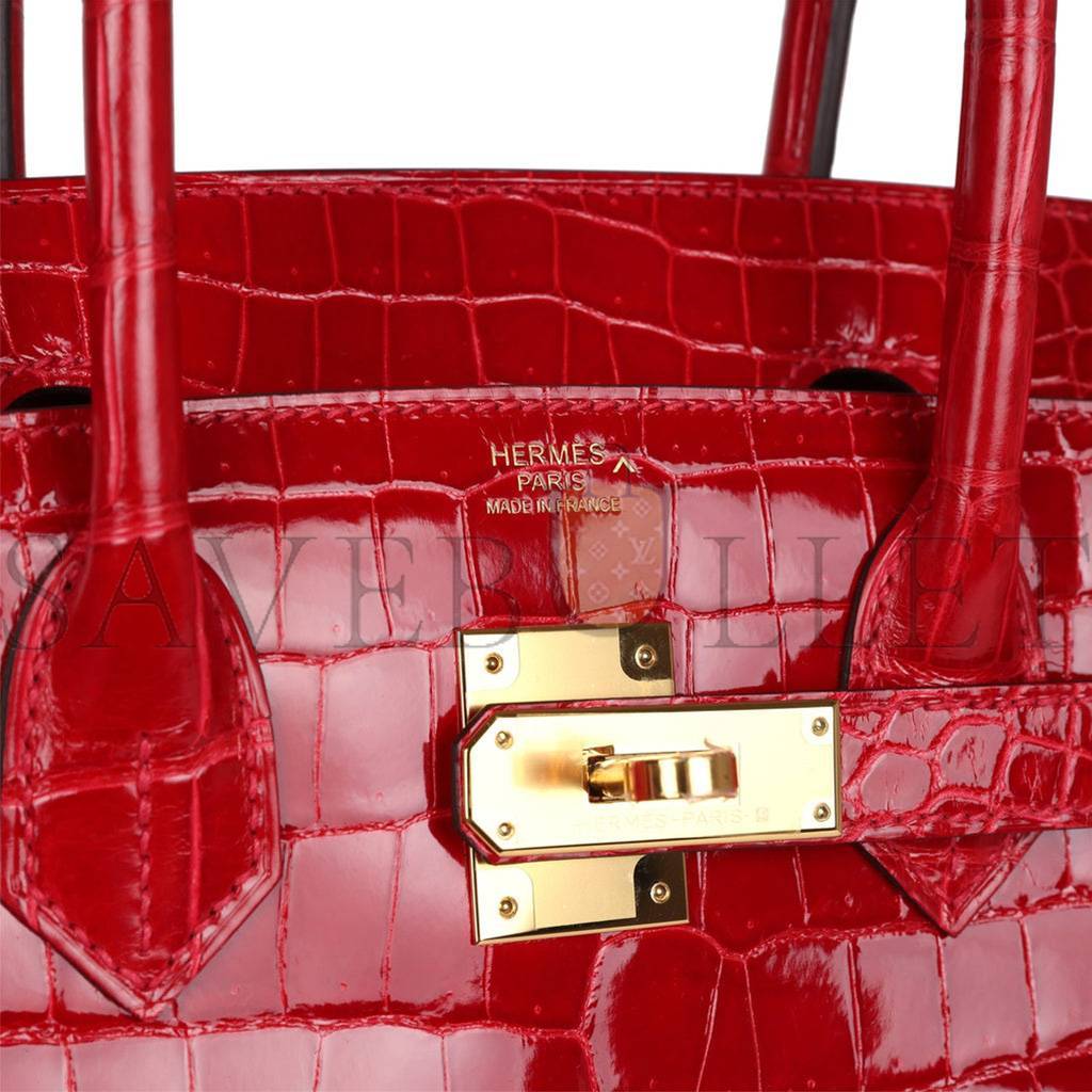 HERMES BIRKIN 30 BRAISE SHINY POROSUS CROCODILE GOLD HARDWARE (30*22*16cm)